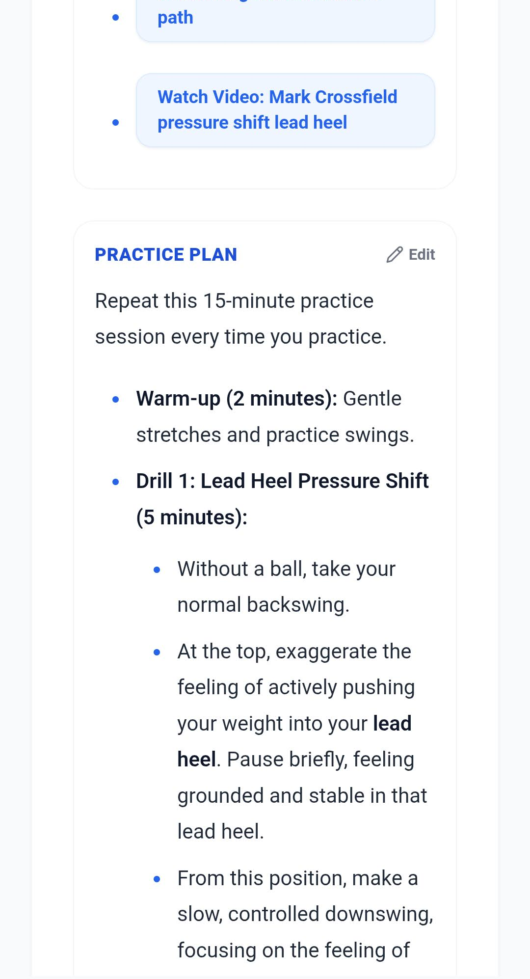 LessonLinks AI practice plan details screen